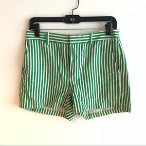 Madewell Green/White Stripe Chino Shorts